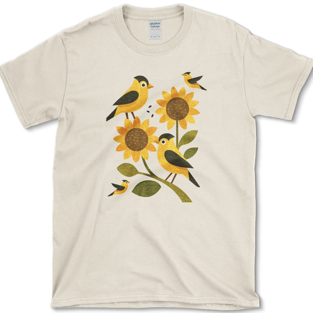 Sunflowers Birds Garden Life T-Shirt Natural / S Essential Tees