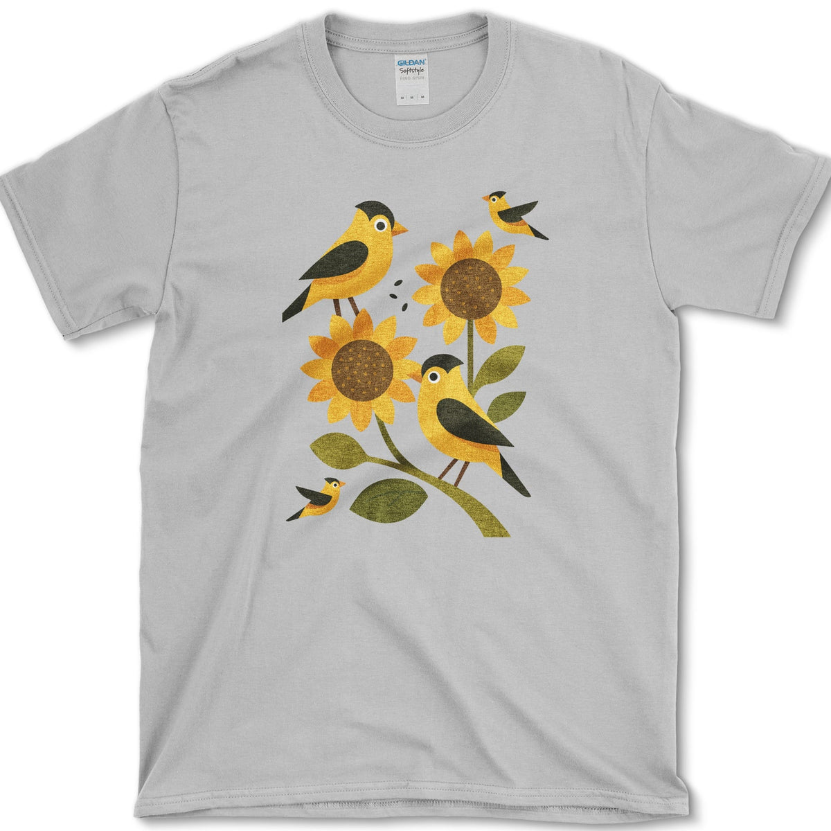 Sunflowers Birds Garden Life T-Shirt Sport Grey / S Essential Tees