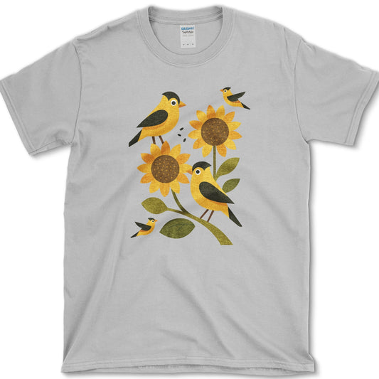 Sunflowers Birds Garden Life T-Shirt Sport Grey / S Essential Tees