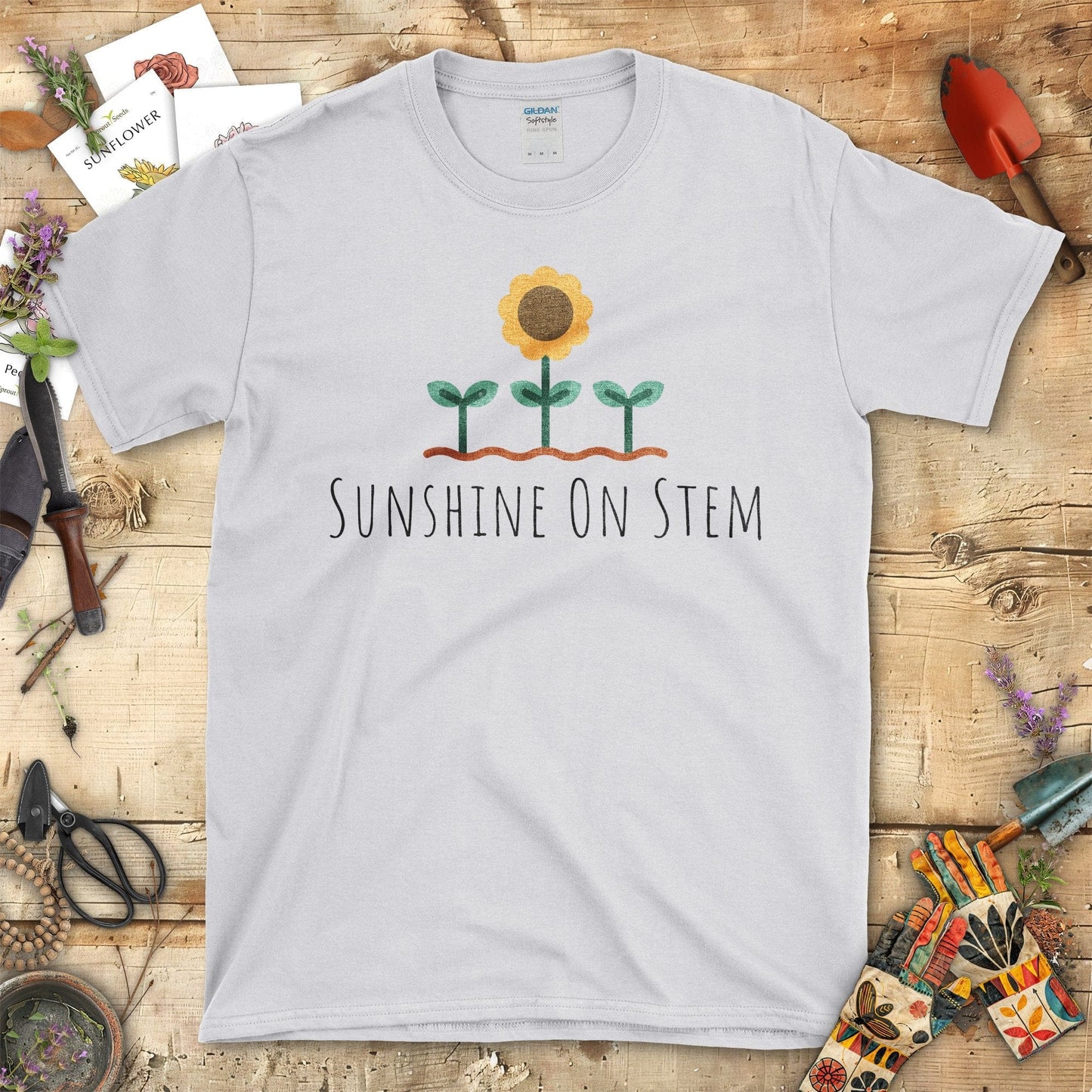 Sunshine On Stem Cute Plants and Sunflower Designer T-Shirt Sport Grey / S T-Shirt