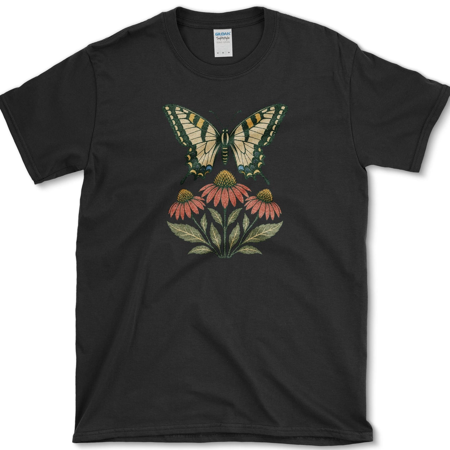 Swallowtail Coneflower T-Shirt S / Black Essential Tees