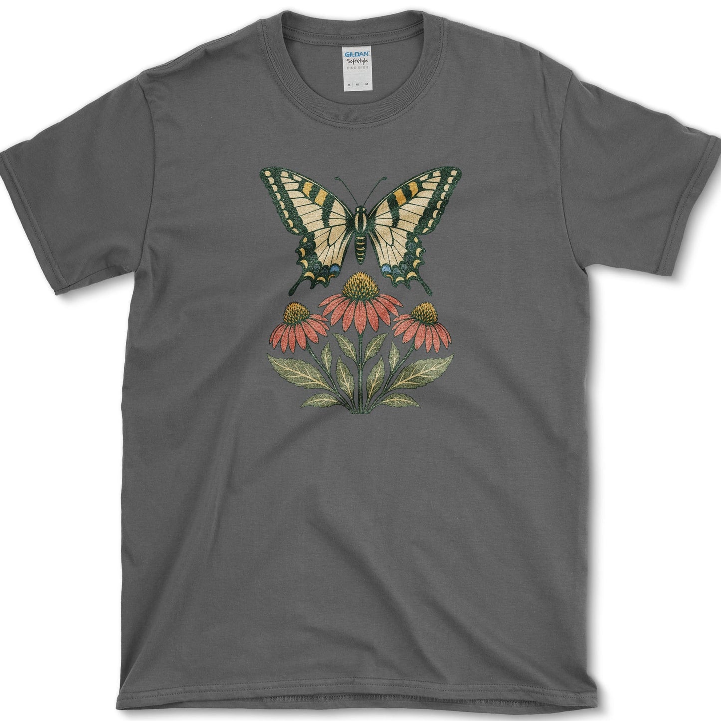 Swallowtail Coneflower T-Shirt S / Dark Heather Essential Tees