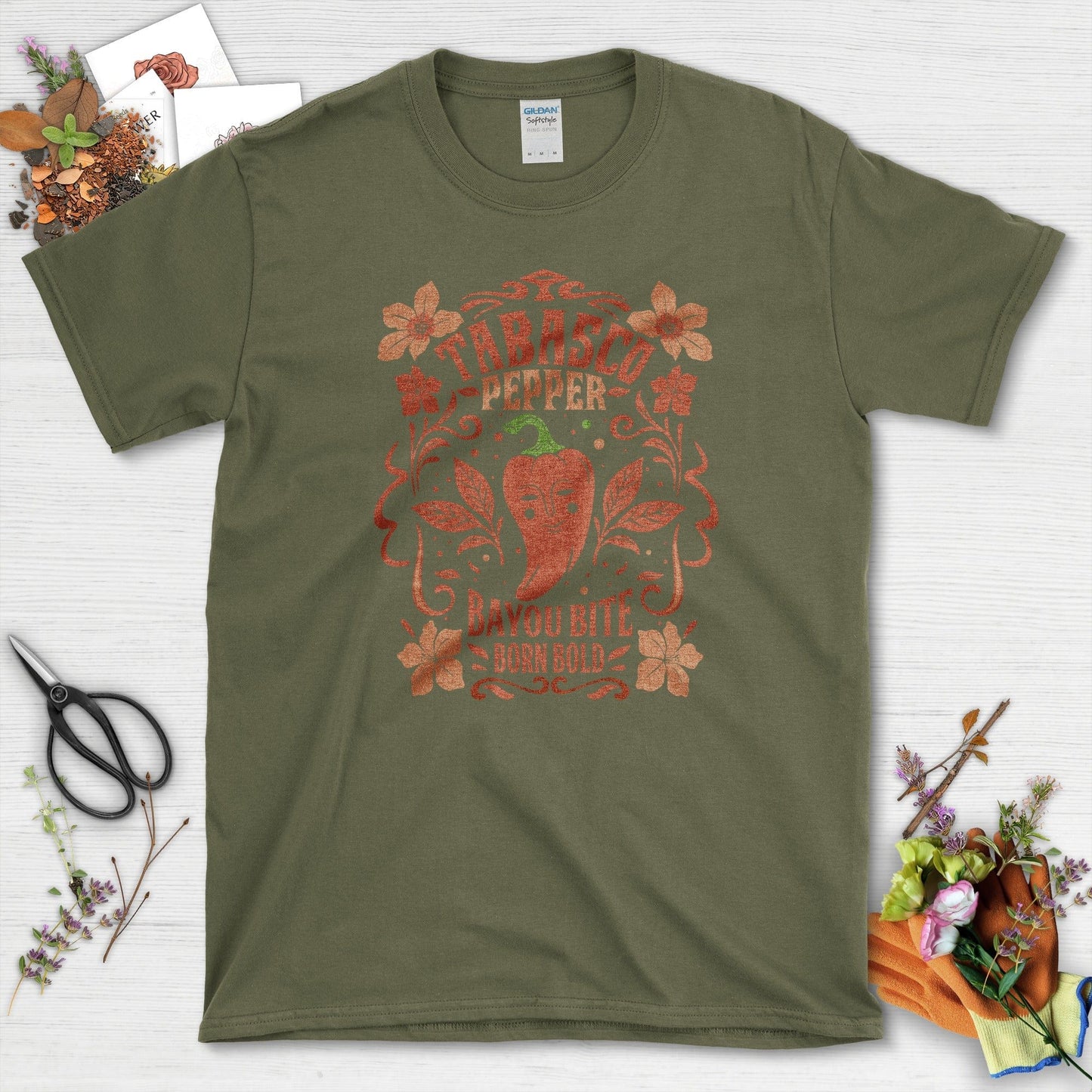 Tabasco Pepper Bayou Bite T-Shirt Military Green / M Physical Item