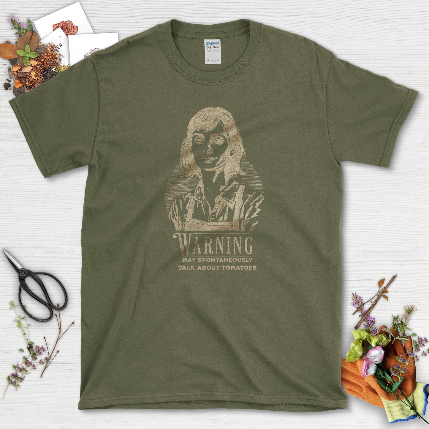 Talk About Tomatoes T-Shirt Military Green / S Physical Item
