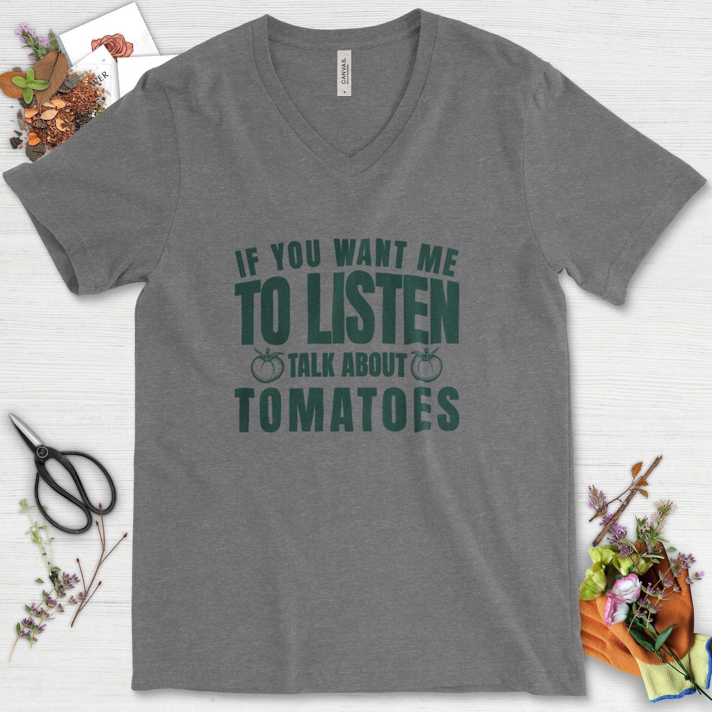 Talk About Tomatoes V-Neck Deep Heather / S T-Shirt