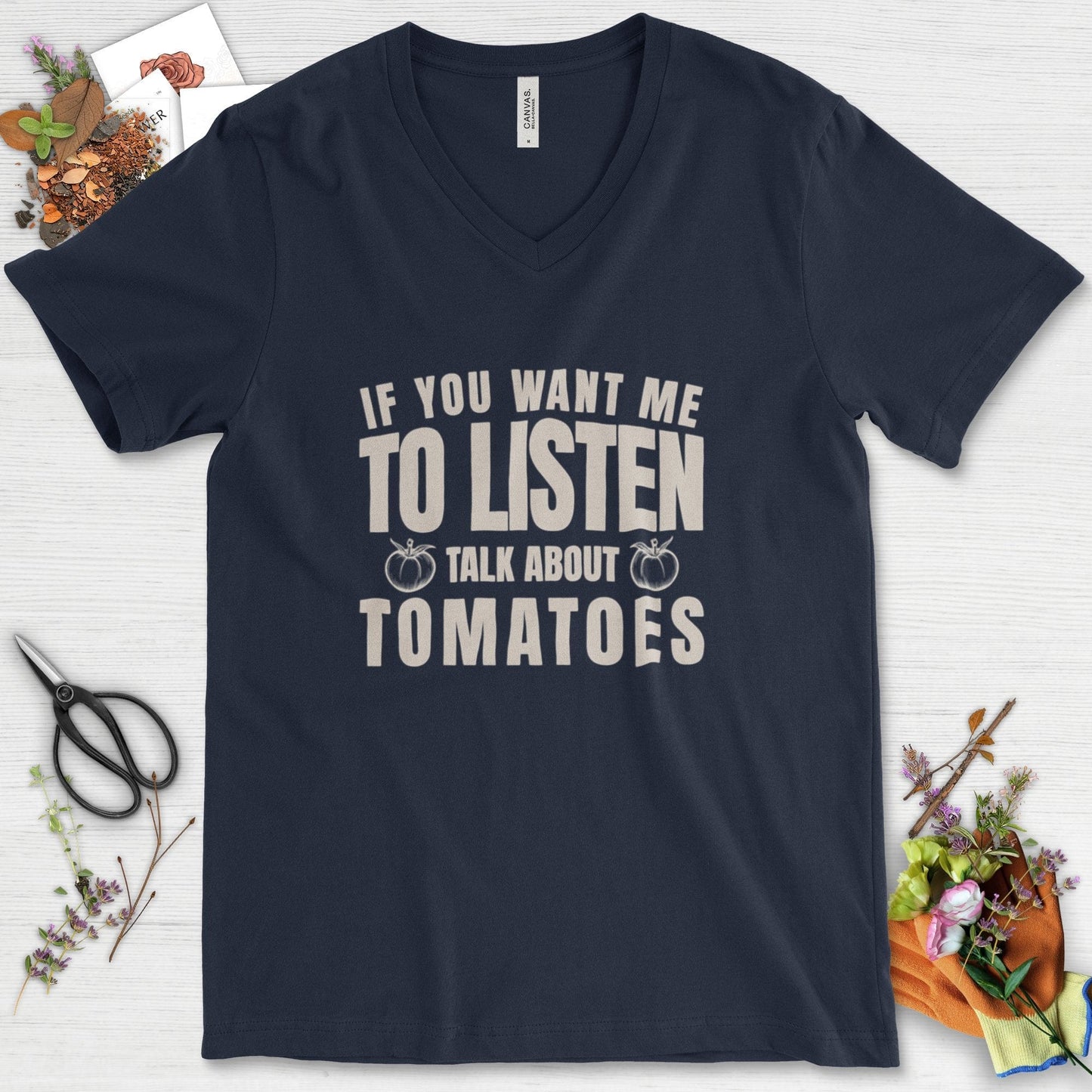 Talk About Tomatoes V-Neck Navy / S T-Shirt