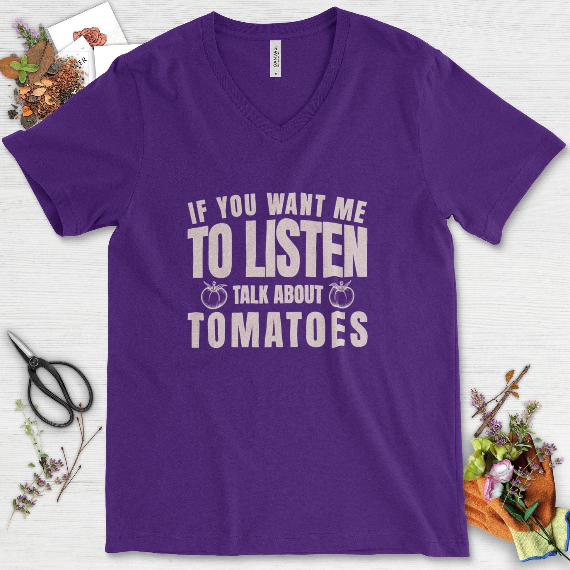 Talk About Tomatoes V-Neck Team Purple / S T-Shirt