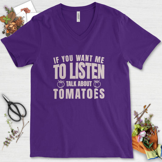 Talk About Tomatoes V-Neck Team Purple / S T-Shirt