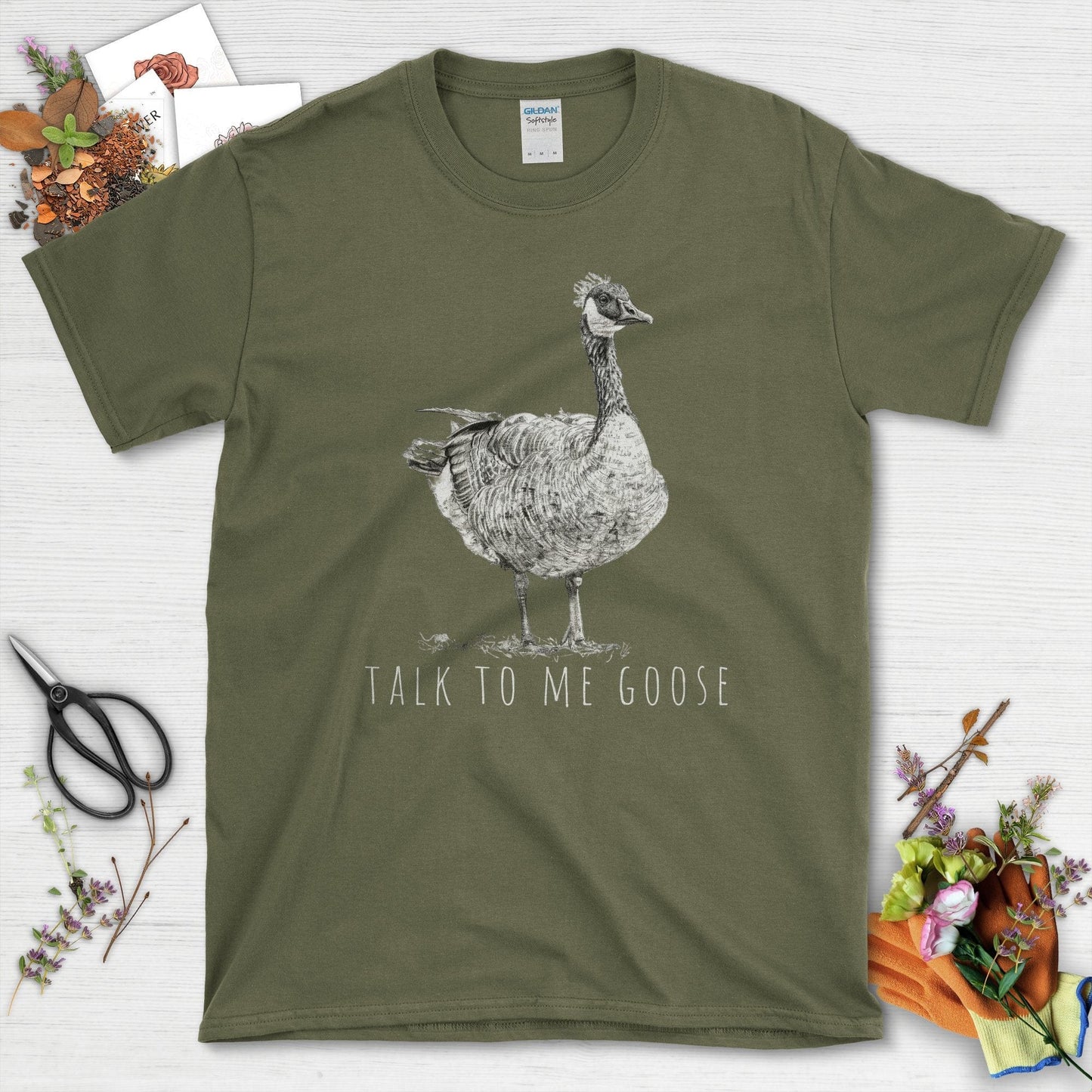 Talk To Me Goose Graphic Goose T-Shirt Military Green / S T-Shirt