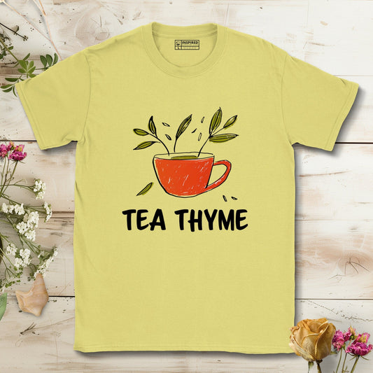 Tea Thyme Cup With Leaves Illustration T-Shirt Cornsilk / S T-Shirt