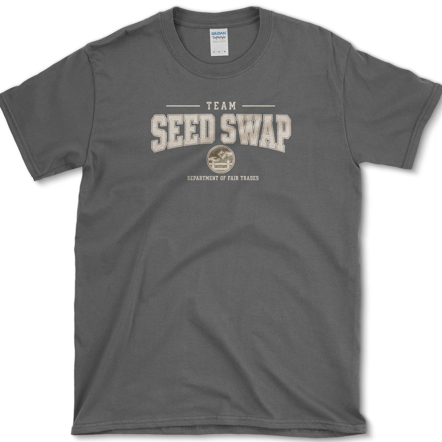 Team Seed Swap artwork featuring seed swap and seed packet on a t-shirt