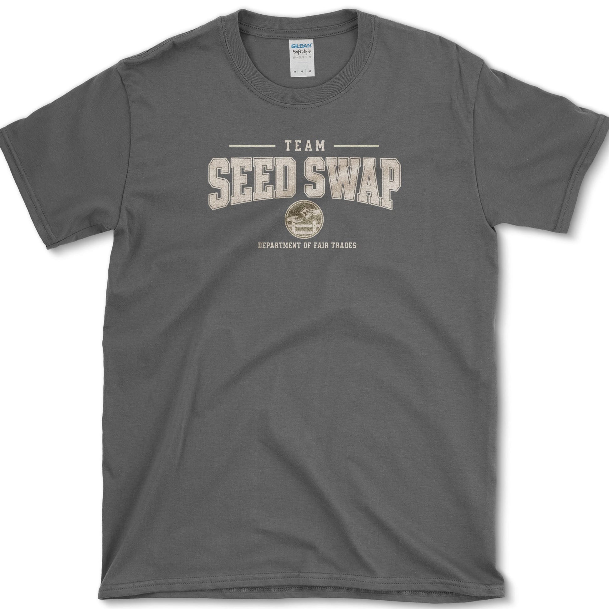 Team Seed Swap artwork featuring seed swap and seed packet on a t-shirt