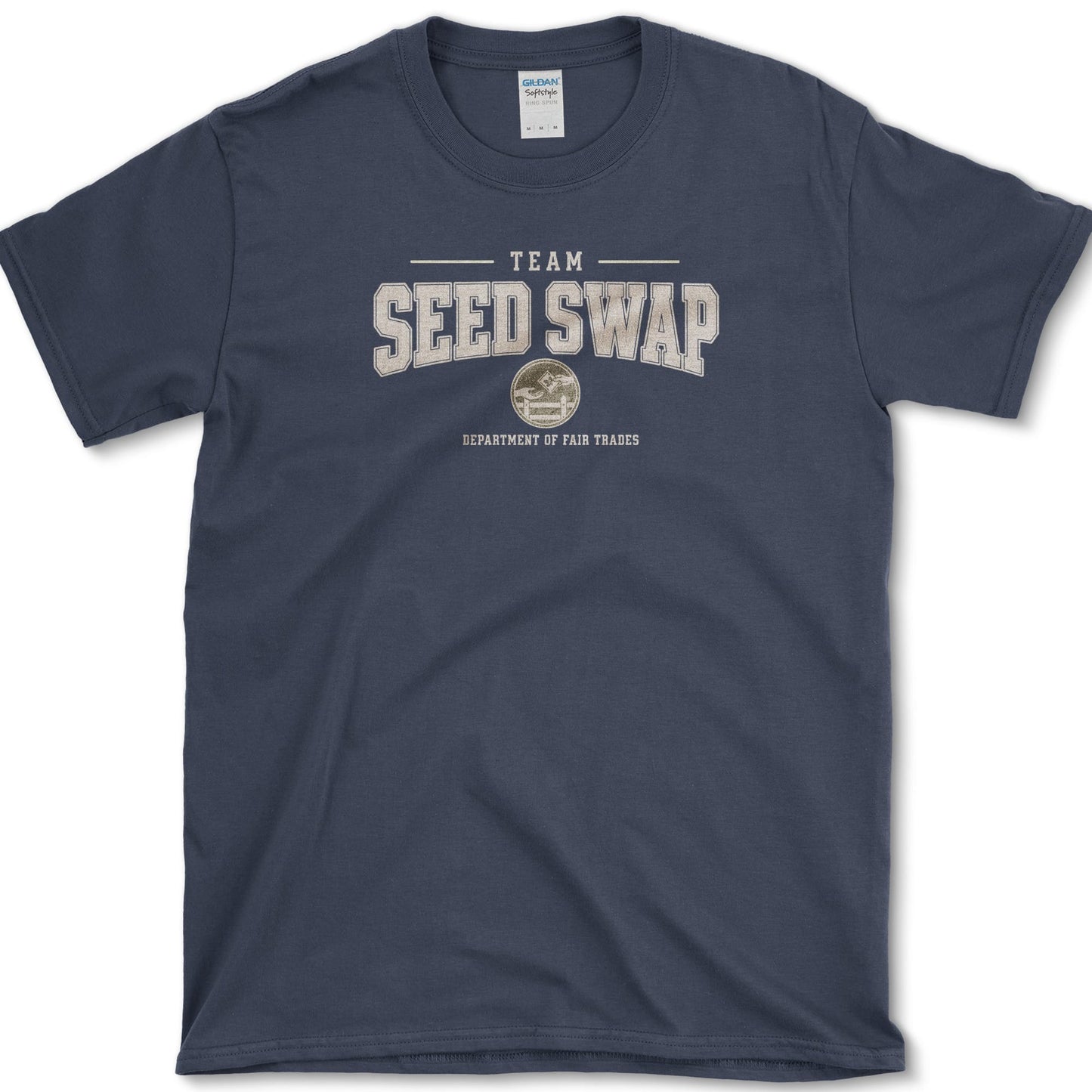 Team Seed Swap artwork featuring seed swap and seed packet on a t-shirt