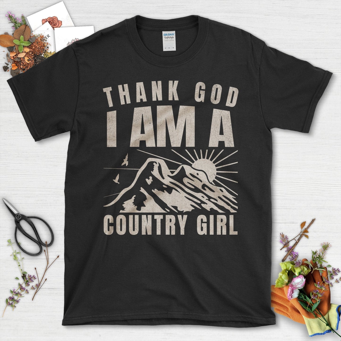 Thank God I Am A Country Girl Gardening T-Shirt Black / S T-Shirt