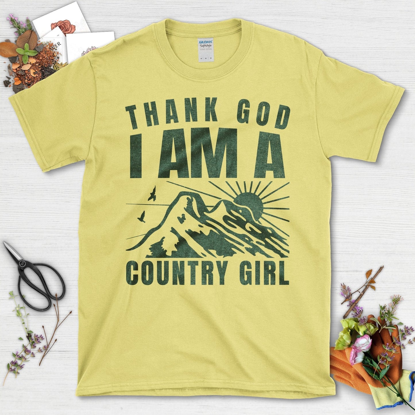 Thank God I Am A Country Girl Gardening T-Shirt Cornsilk / S T-Shirt