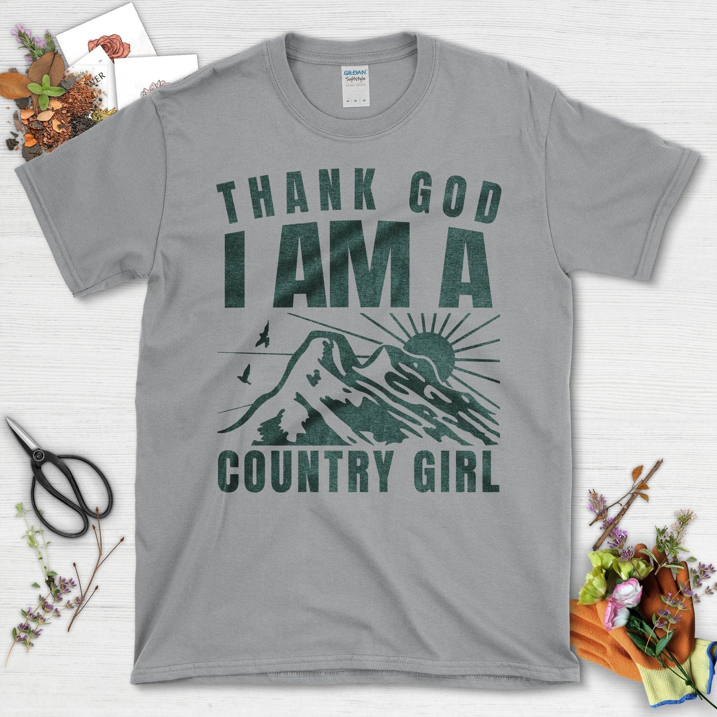 Thank God I Am A Country Girl Gardening T-Shirt Sport Grey / S T-Shirt