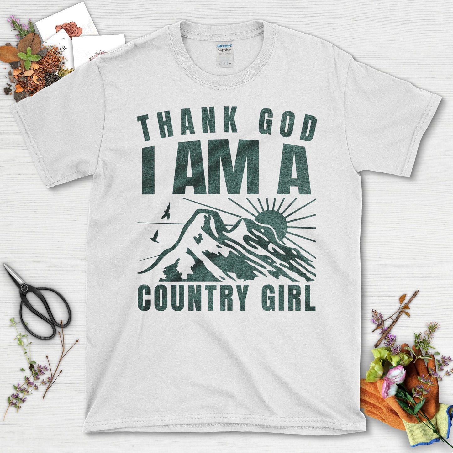 Thank God I Am A Country Girl Gardening T-Shirt White / S T-Shirt