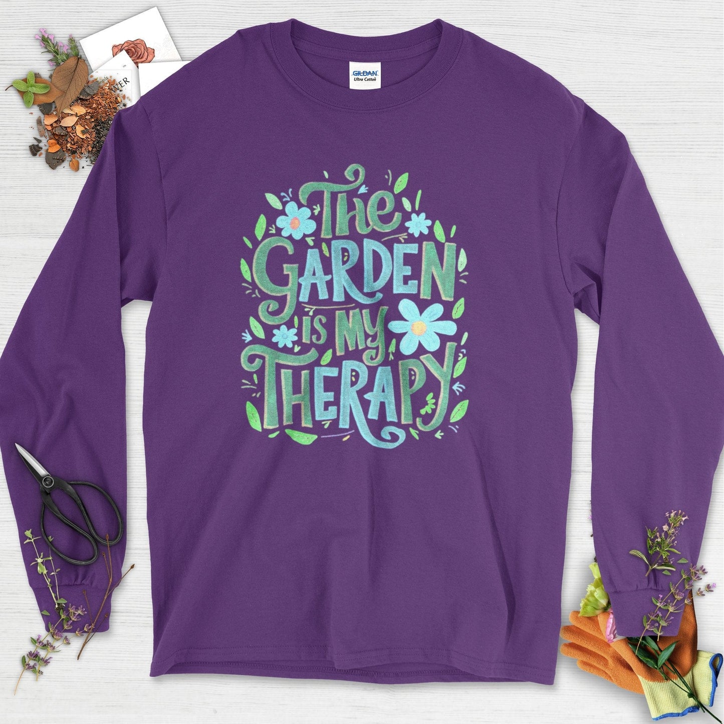 The Garden Is My Therapy Graphic Long Sleeve Purple / S Physical Item