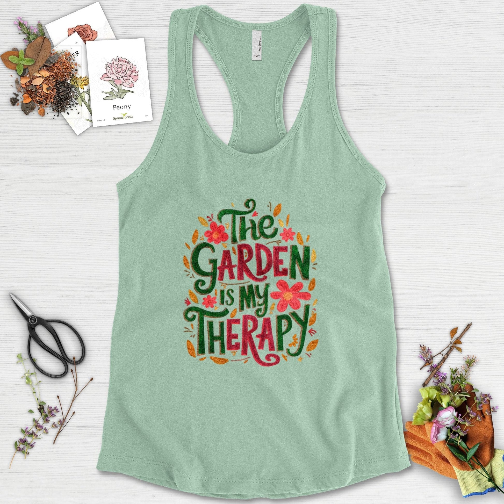 The Garden Is My Therapy Graphic Racerback Racerback / XS / Mint Physical Item