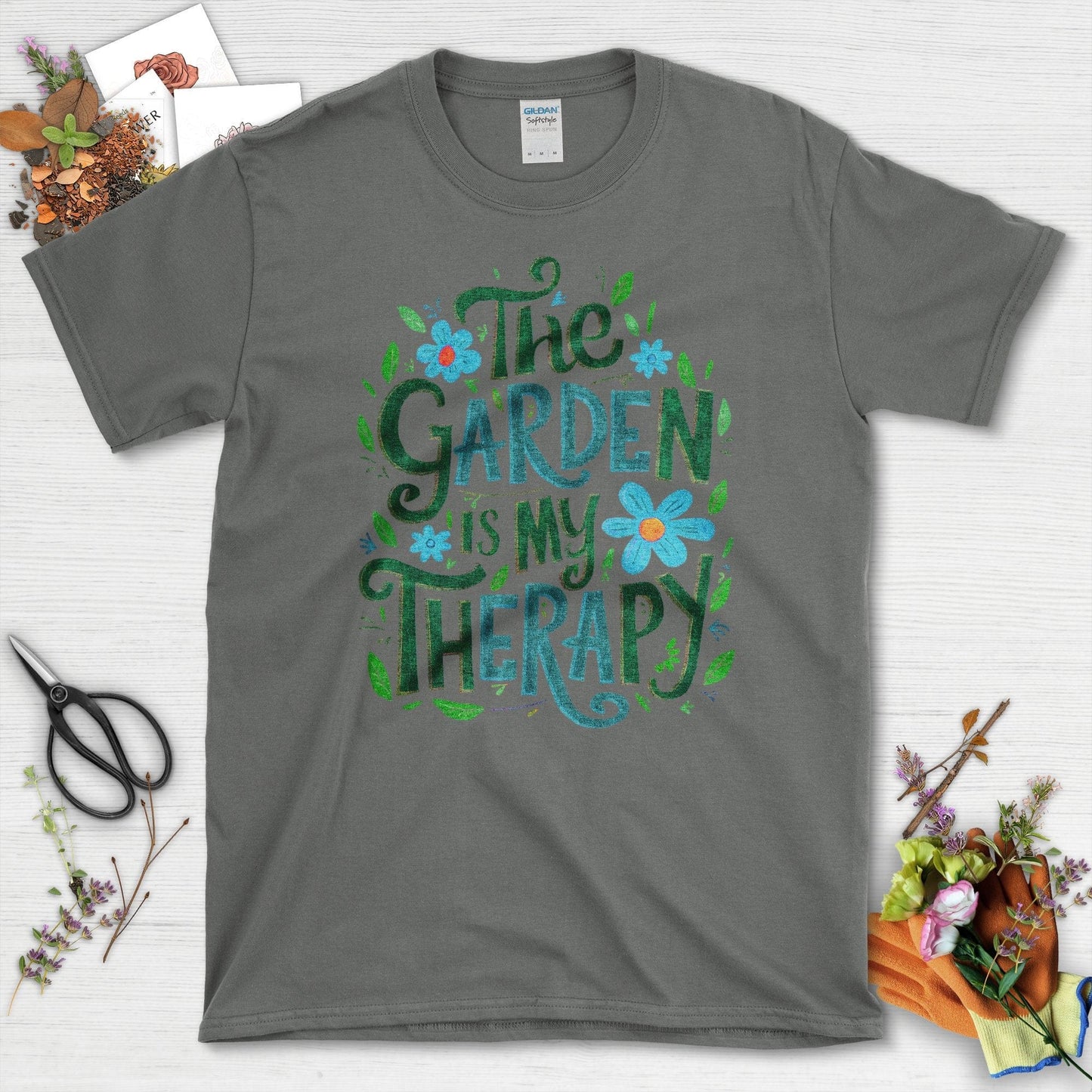 The Garden Is My Therapy Graphic T-Shirt Charcoal / S T-Shirt