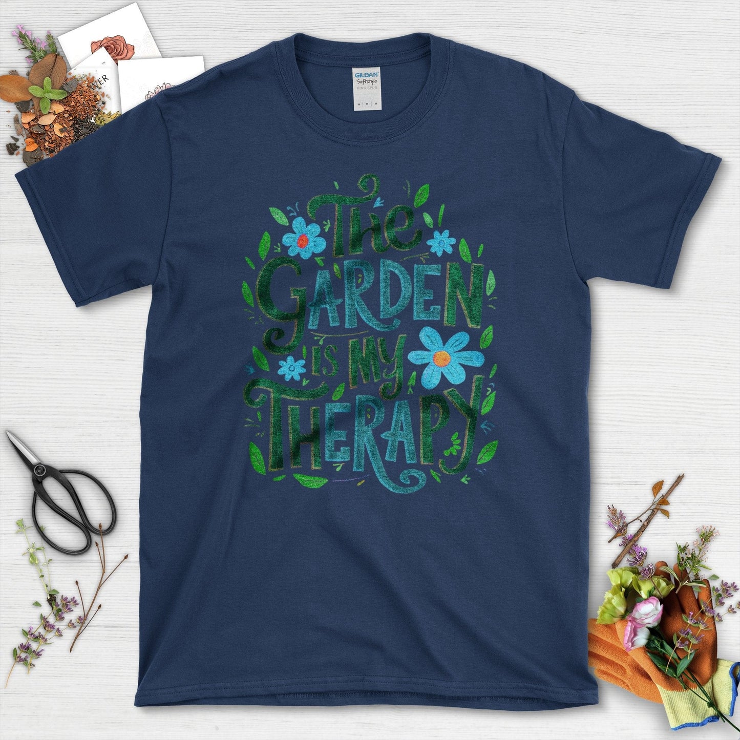 The Garden Is My Therapy Graphic T-Shirt Navy / S T-Shirt