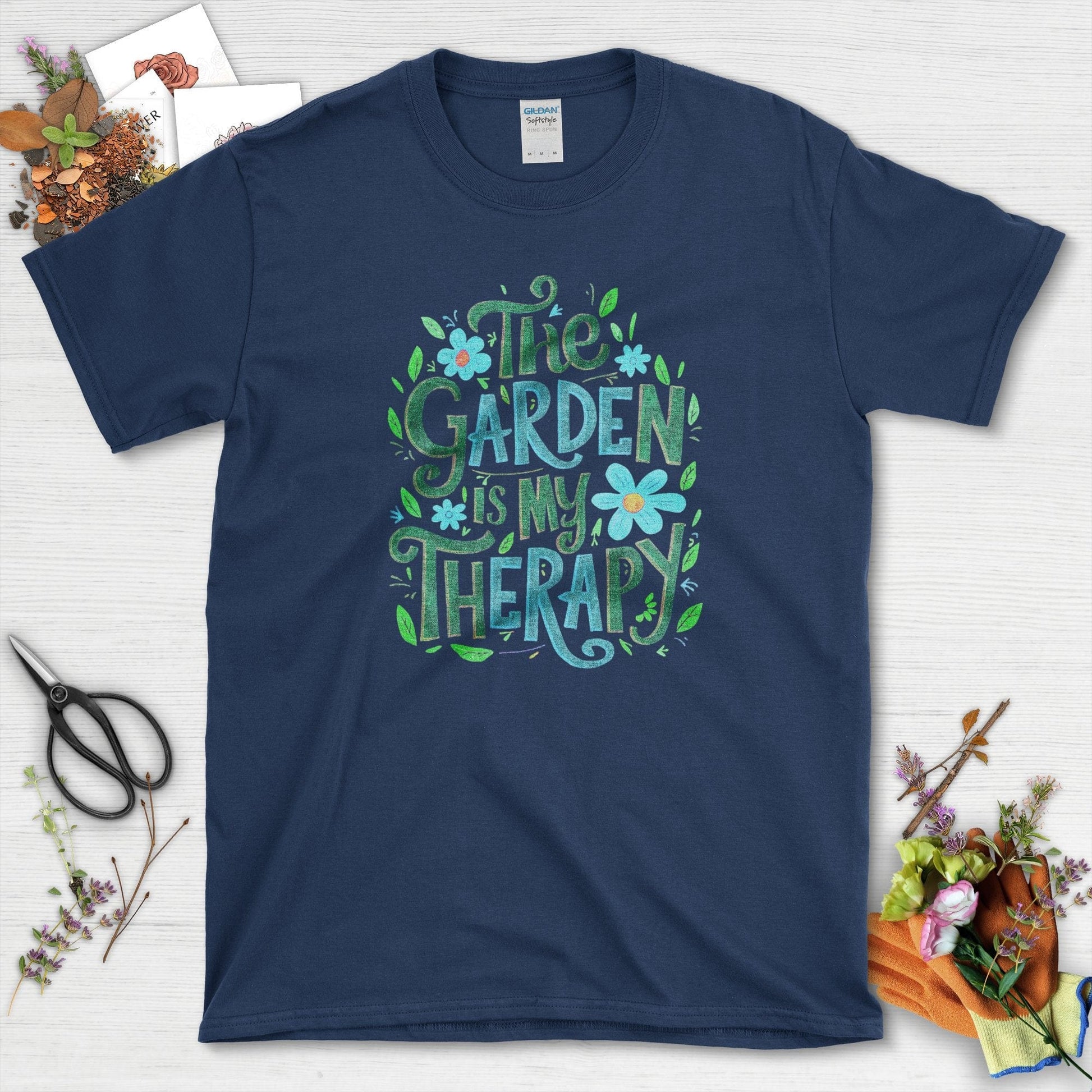 The Garden Is My Therapy Graphic T-Shirt Navy / S T-Shirt
