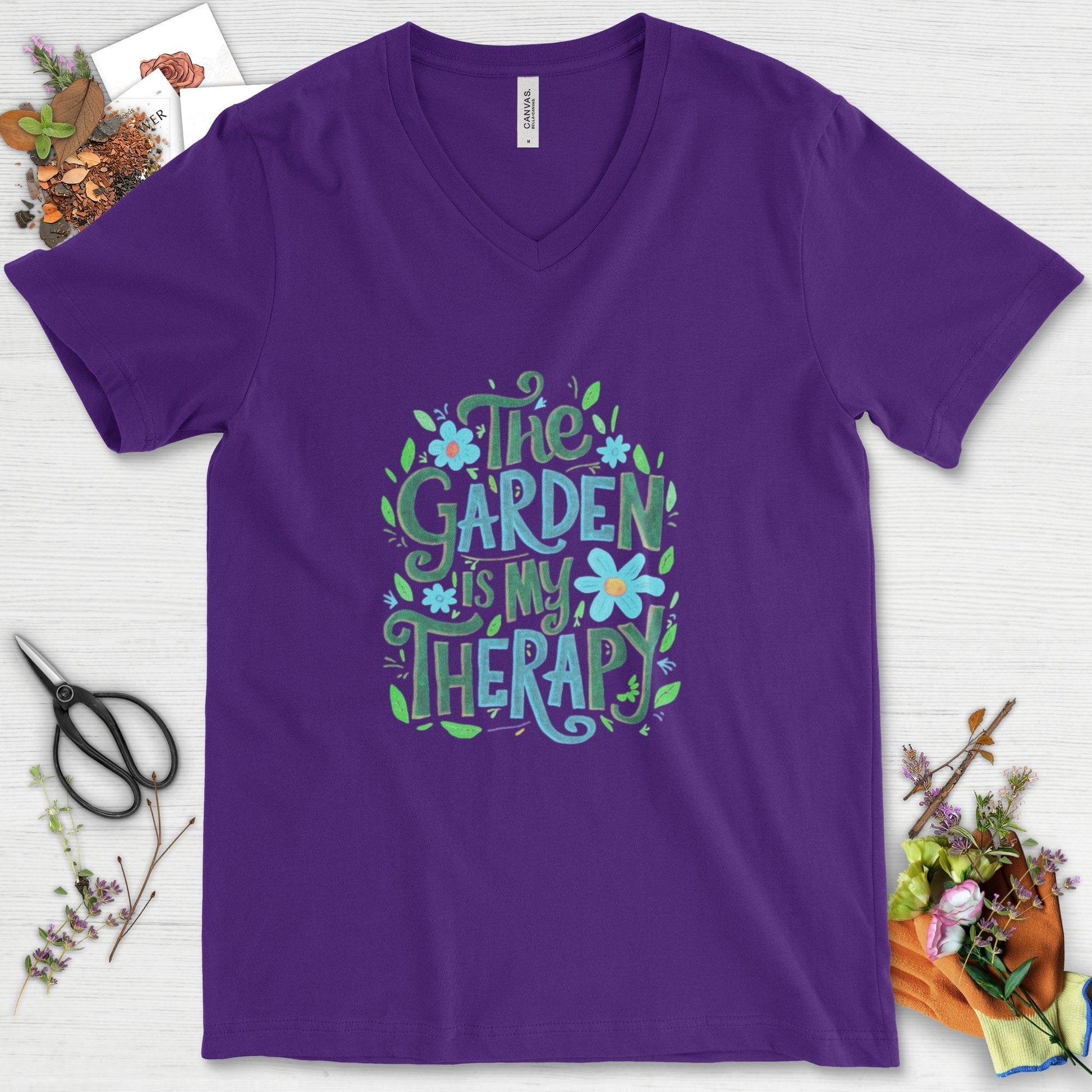 The Garden Is My Therapy Graphic V-Neck Team Purple / S Physical Item