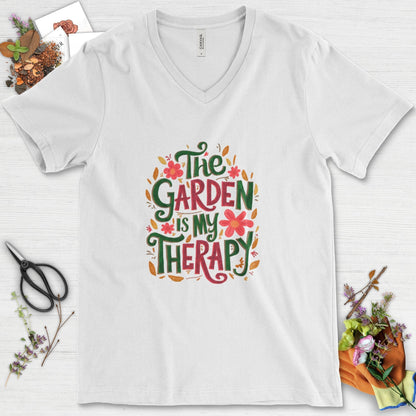 The Garden Is My Therapy Graphic V-Neck White / S Physical Item