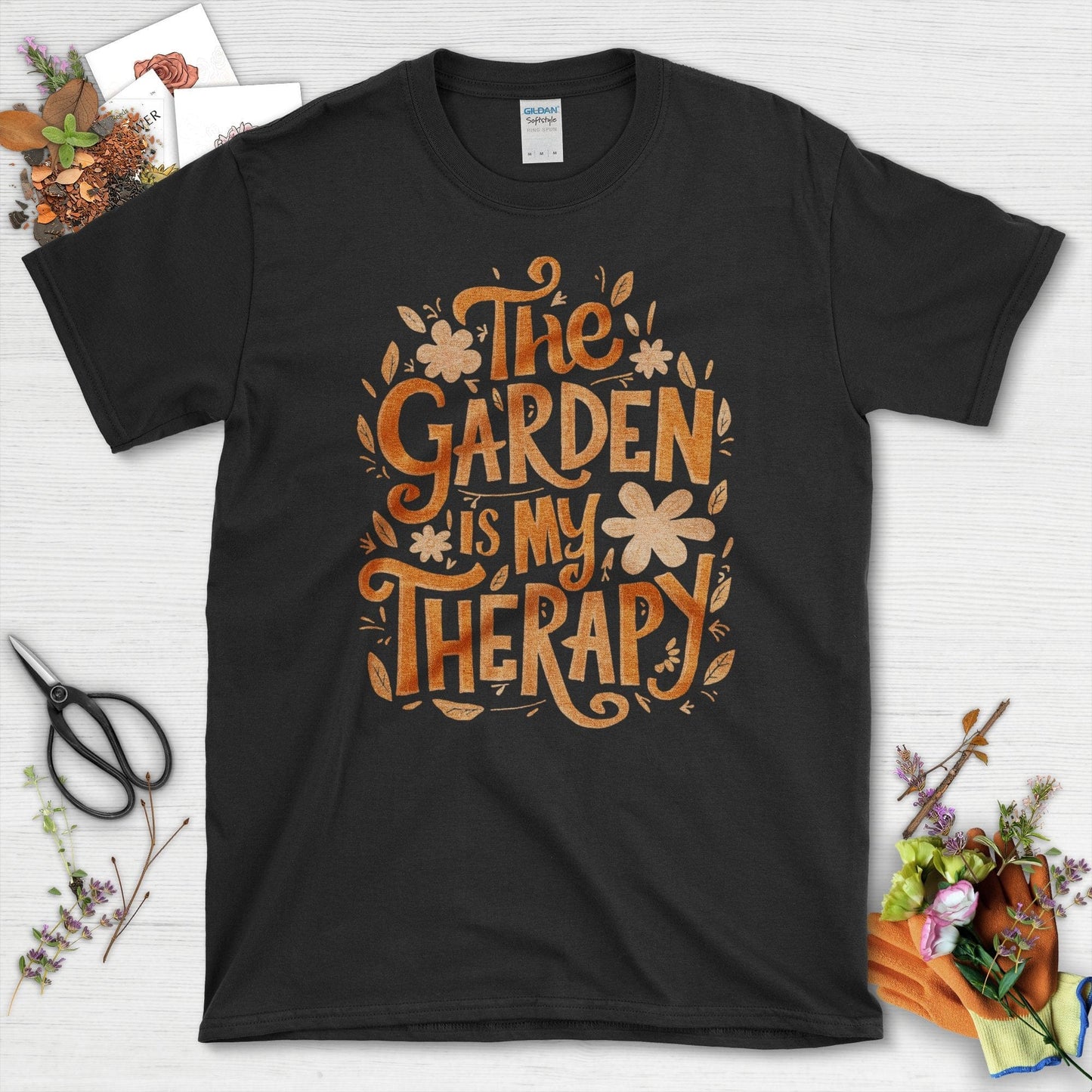 The Garden Is My Therapy Themed Graphic T-Shirt Black / S T-Shirt