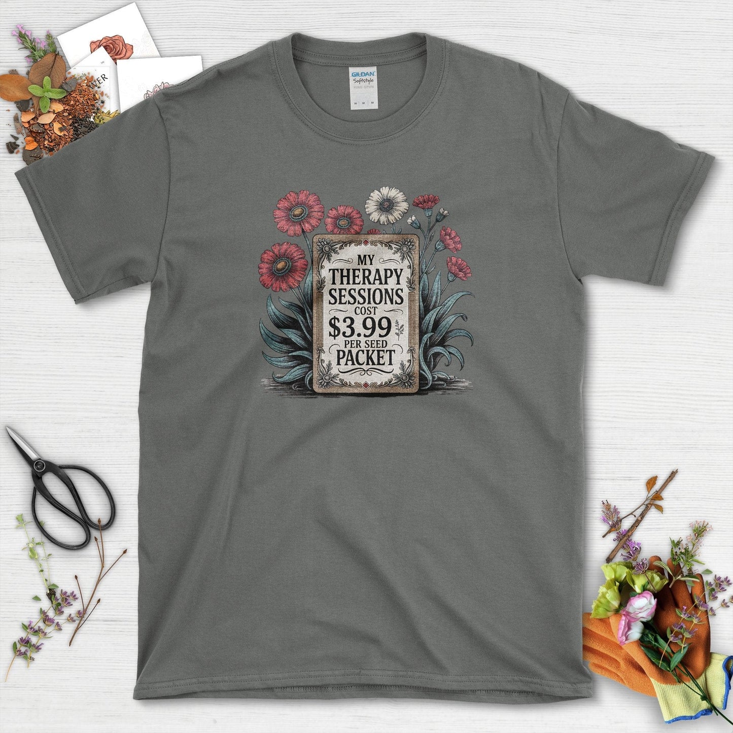 Therapy Sessions Seed Packet T-Shirt Charcoal / S T-Shirt