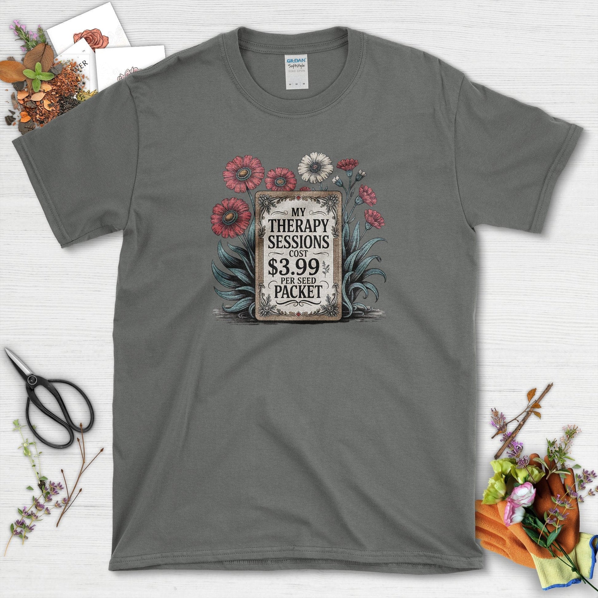 Therapy Sessions Seed Packet T-Shirt Charcoal / S T-Shirt
