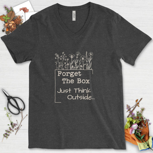 Think Outside the Box V-Neck Dark Grey Heather / S T-Shirt