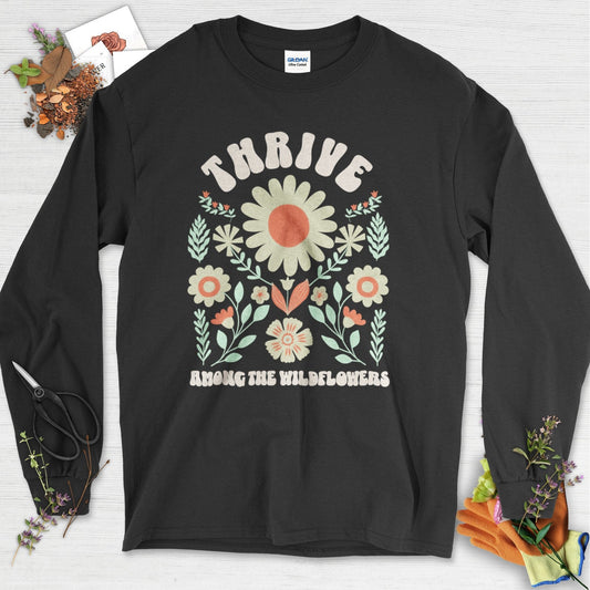 Thrive Among the Wildflowers Long Sleeve Black / S Physical Item