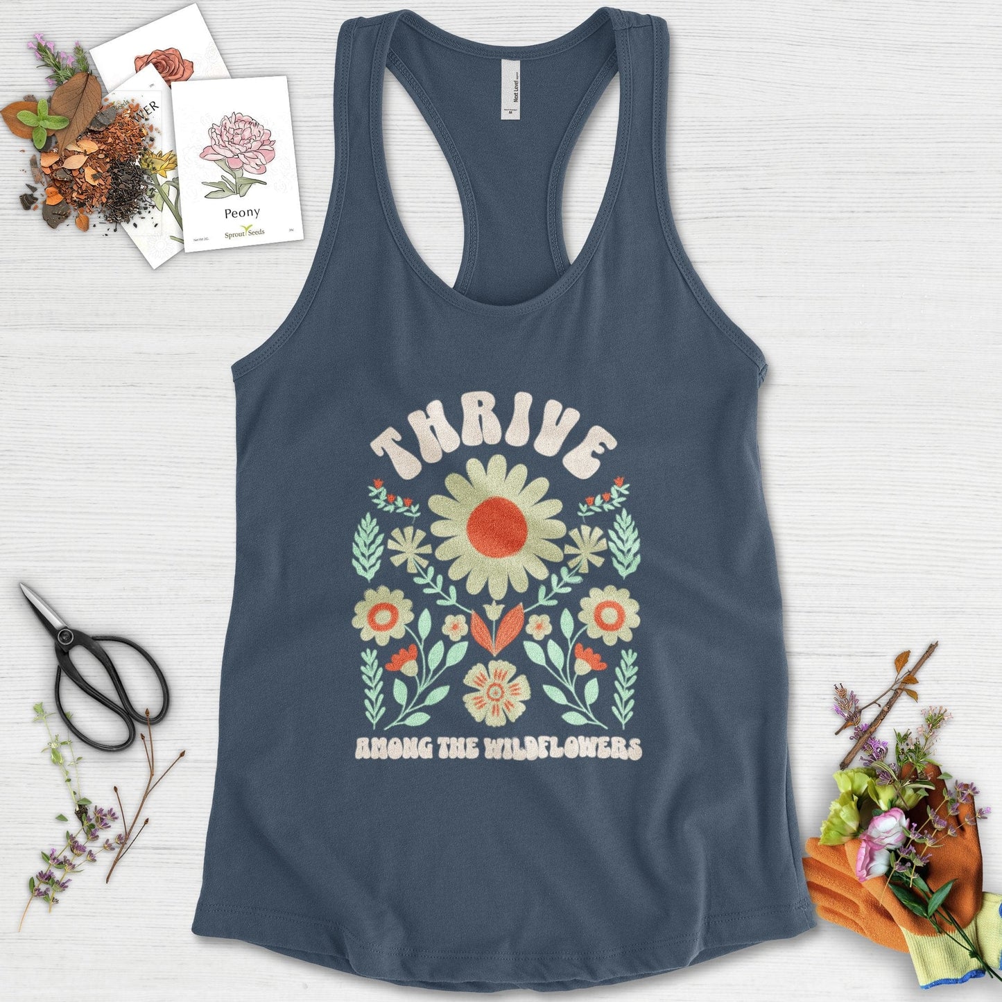 Thrive Among the Wildflowers Racerback Racerback / XS / Indigo Physical Item
