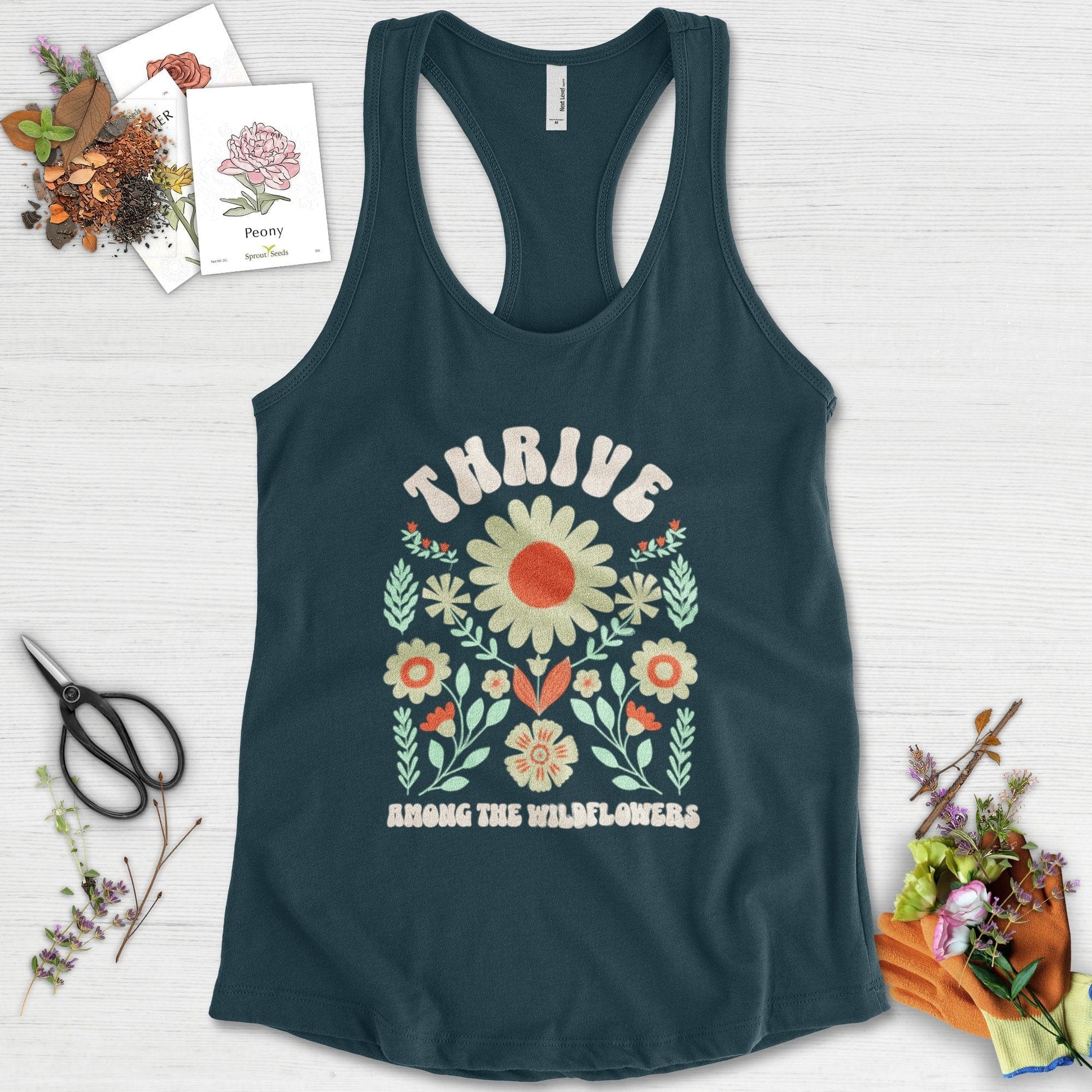 Thrive Among the Wildflowers Racerback Racerback / XS / Midnight Navy Physical Item