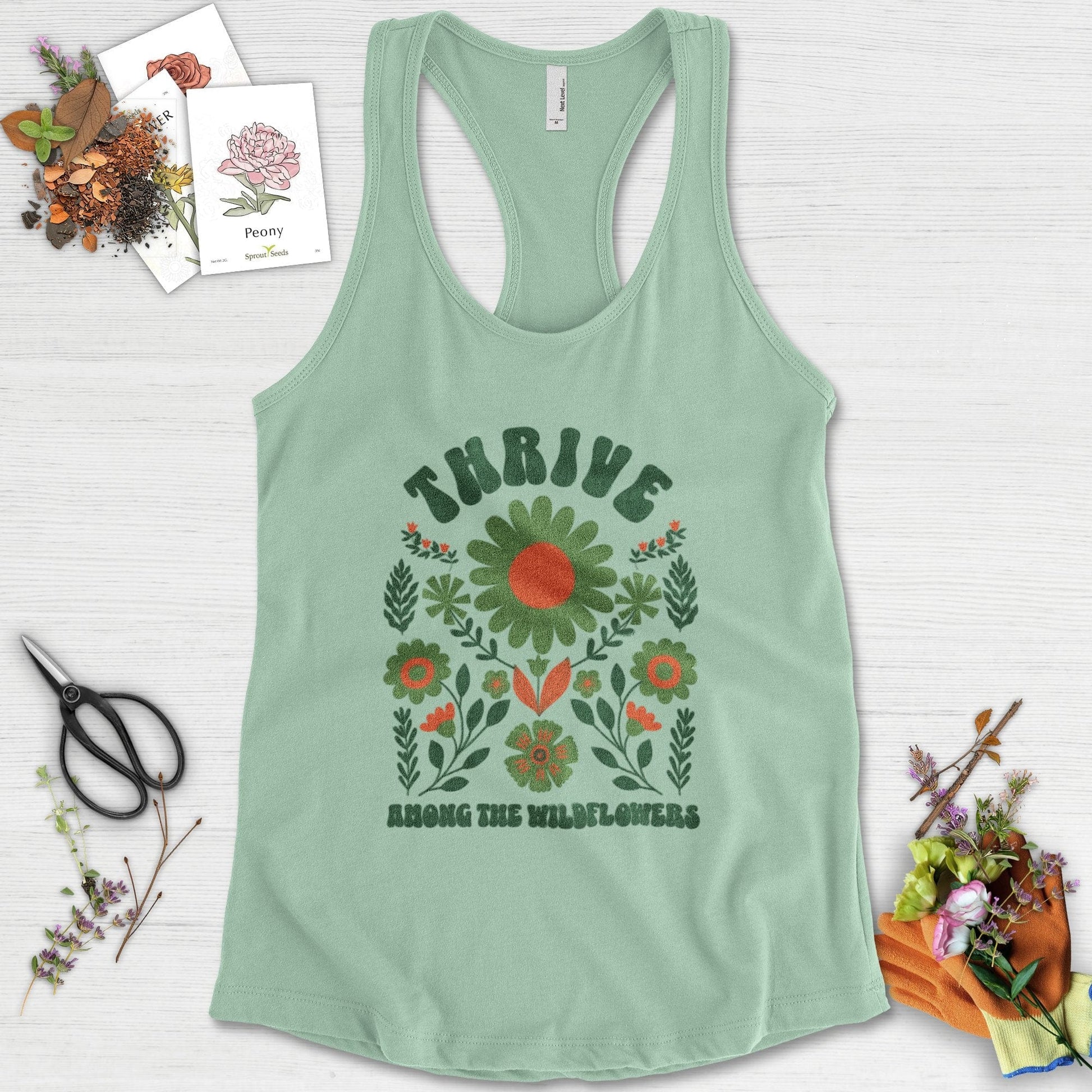 Thrive Among the Wildflowers Racerback Racerback / XS / Mint Physical Item