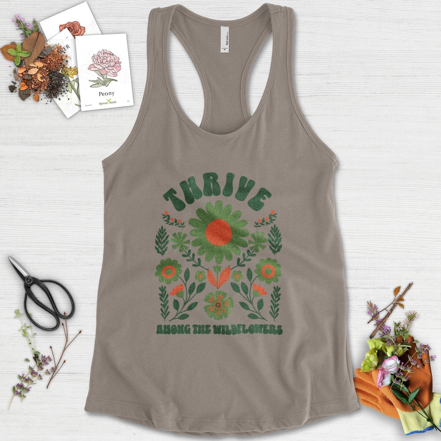 Thrive Among the Wildflowers Racerback Racerback / XS / Warm Grey Physical Item