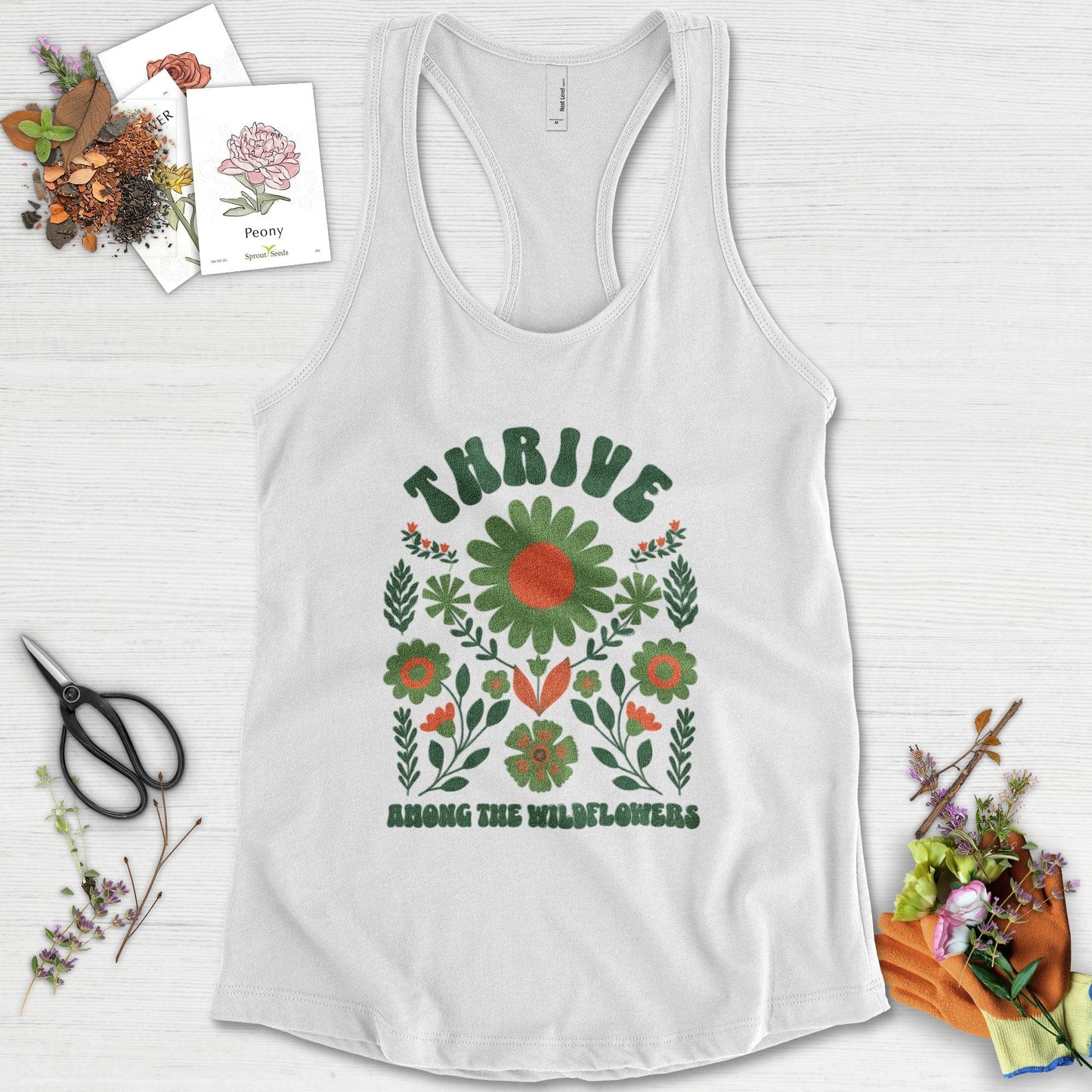 Thrive Among the Wildflowers Racerback Racerback / XS / White Physical Item