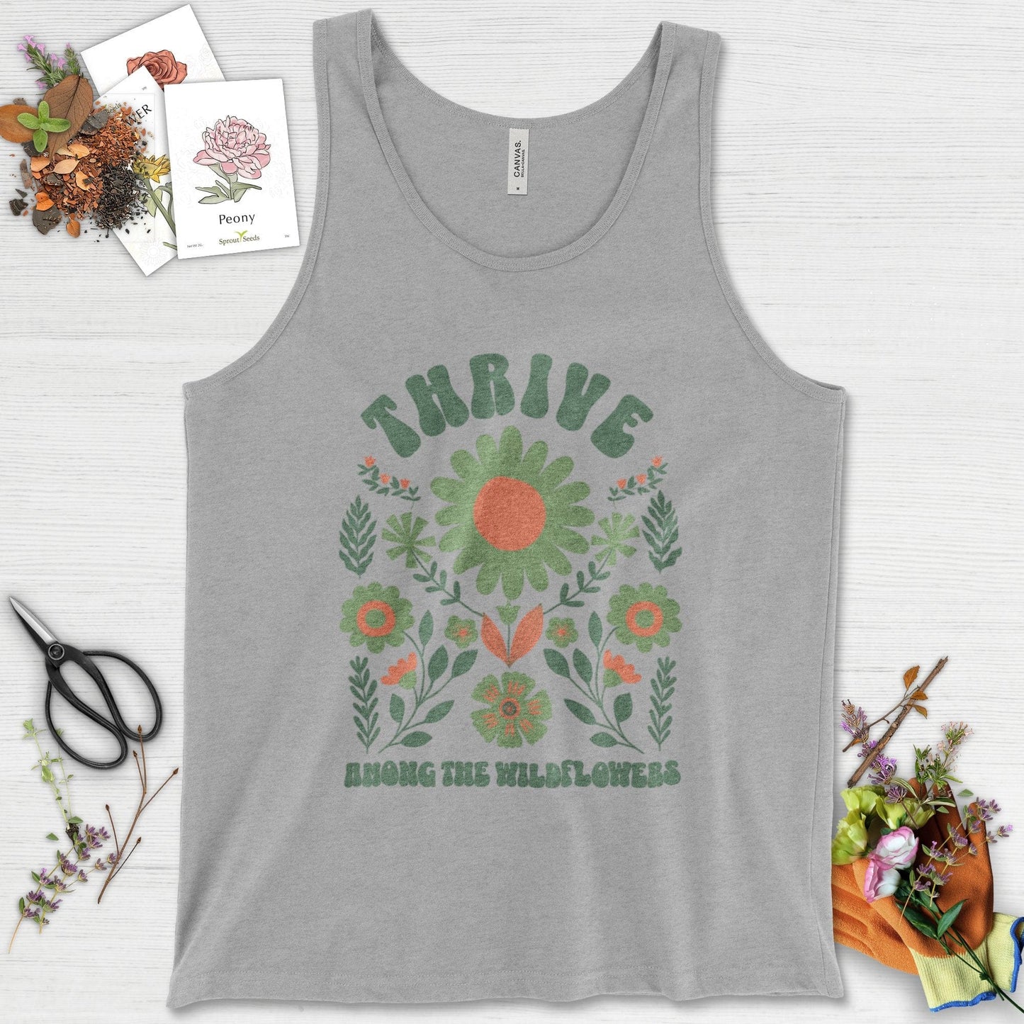 Thrive Among the Wildflowers Tank Top Athletic Heather / XS Physical Item