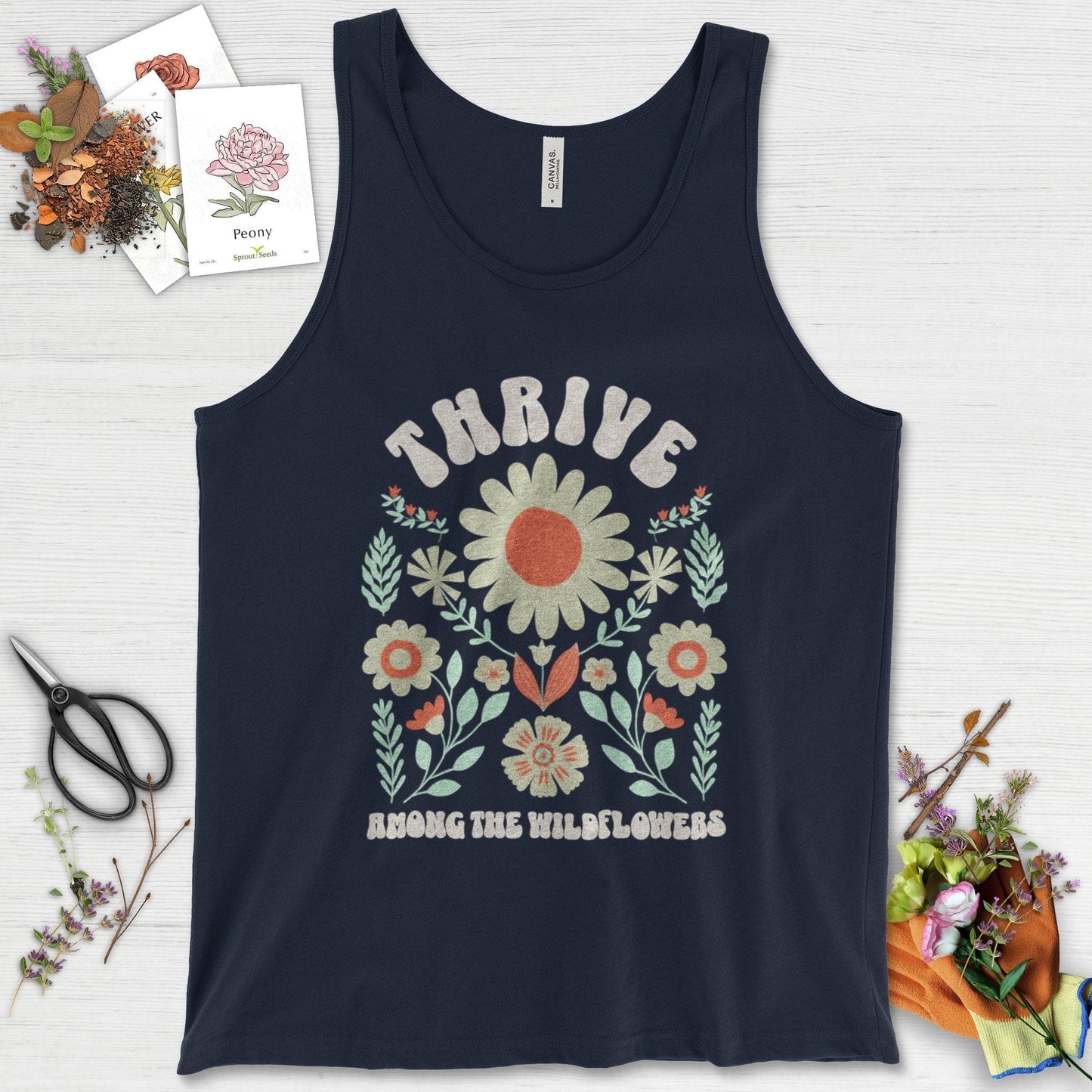 Thrive Among the Wildflowers Tank Top Navy / XS Physical Item