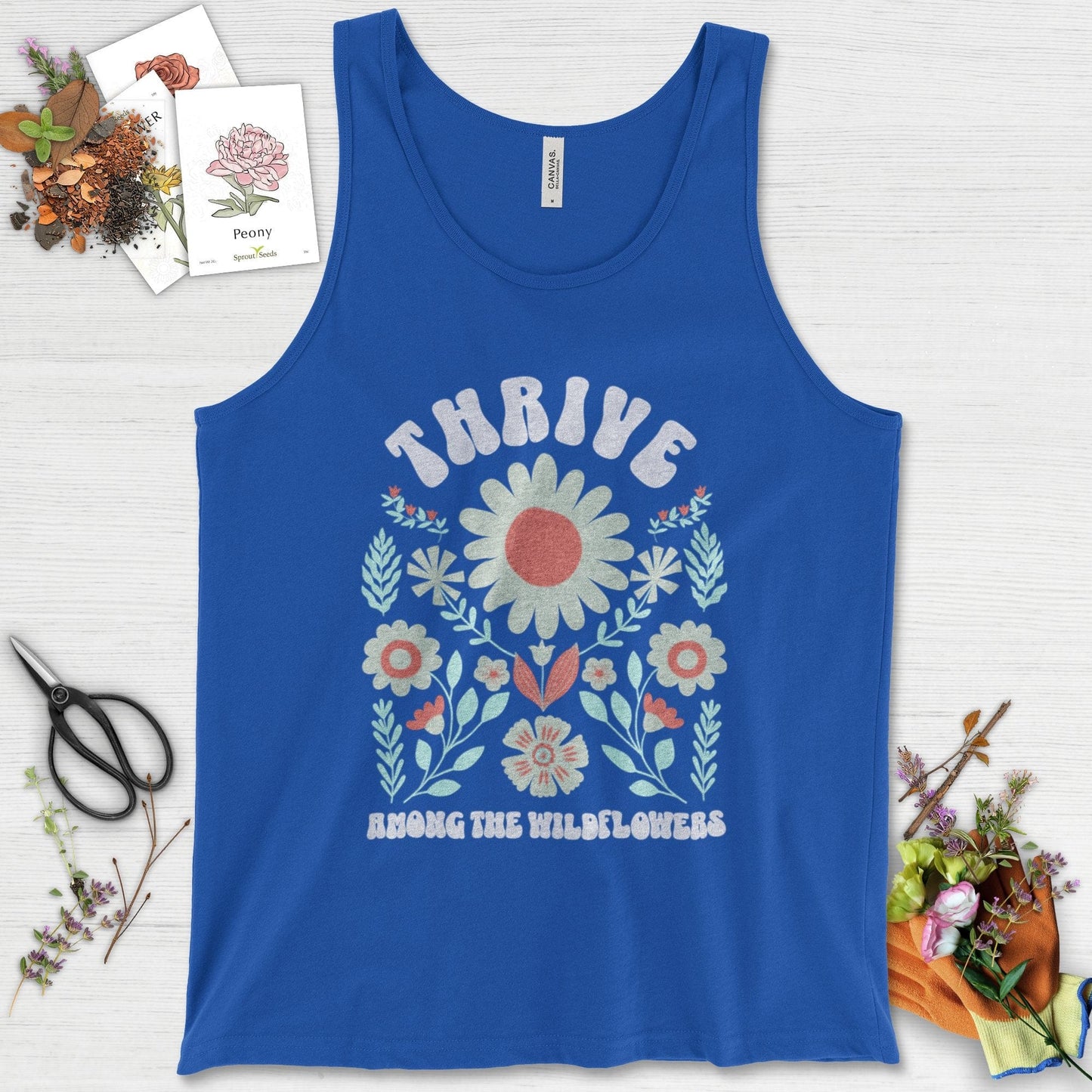 Thrive Among the Wildflowers Tank Top True Royal / XS Physical Item