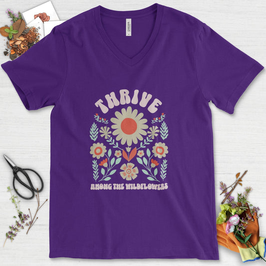 Thrive Among the Wildflowers V-Neck Team Purple / S T-Shirt