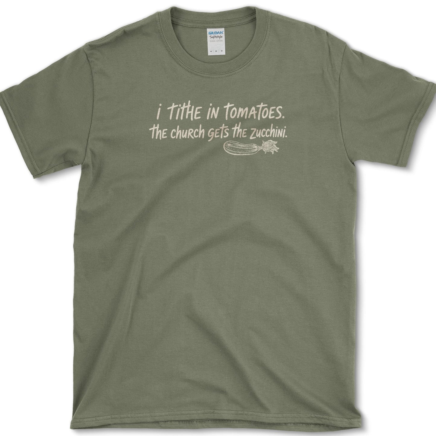Tithe In Tomatoes T-Shirt Military Green / S Essential Tees