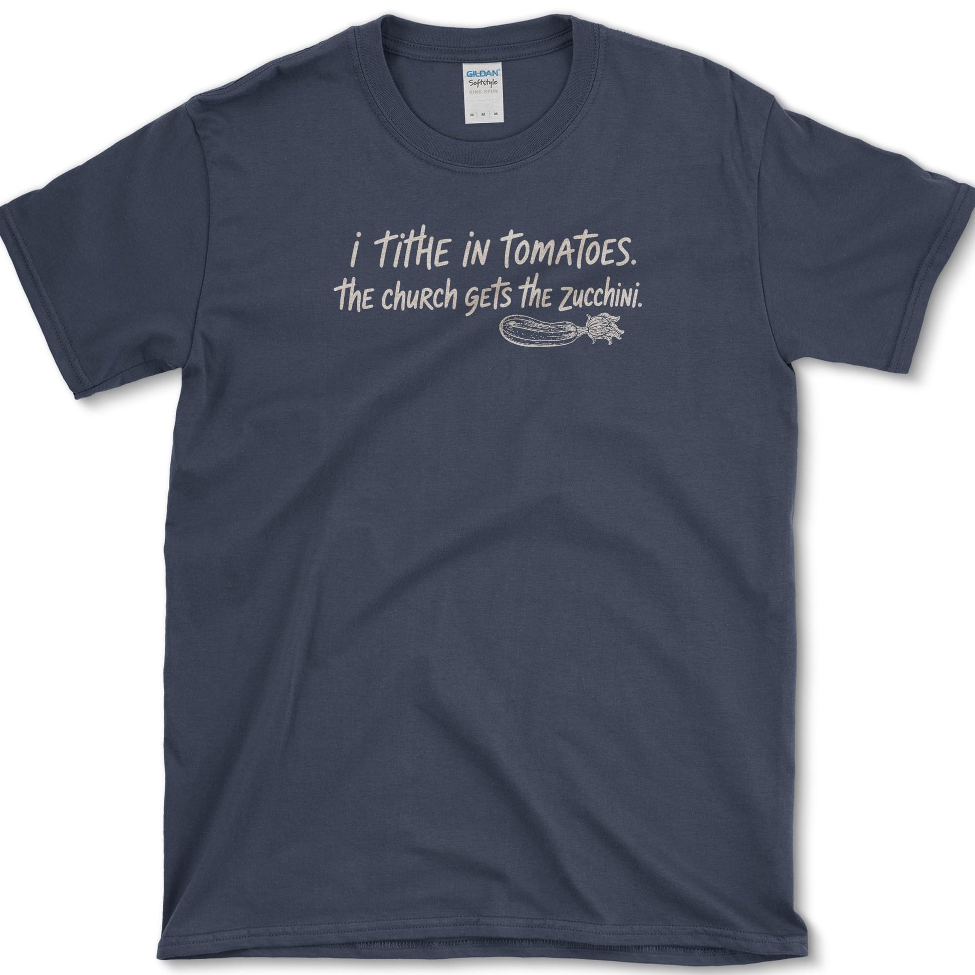 Tithe In Tomatoes T-Shirt Navy / S Essential Tees