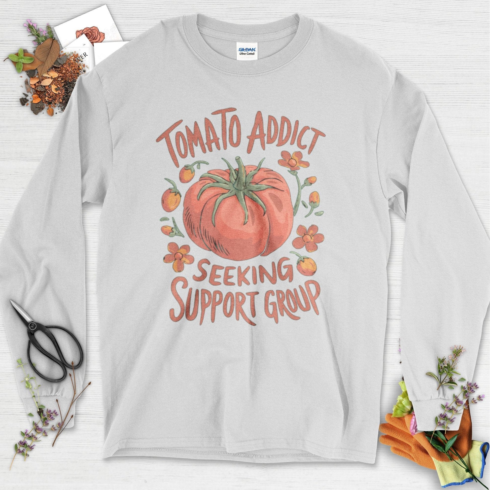Tomato Addict Support Group Long Sleeve Ash / S Physical Item
