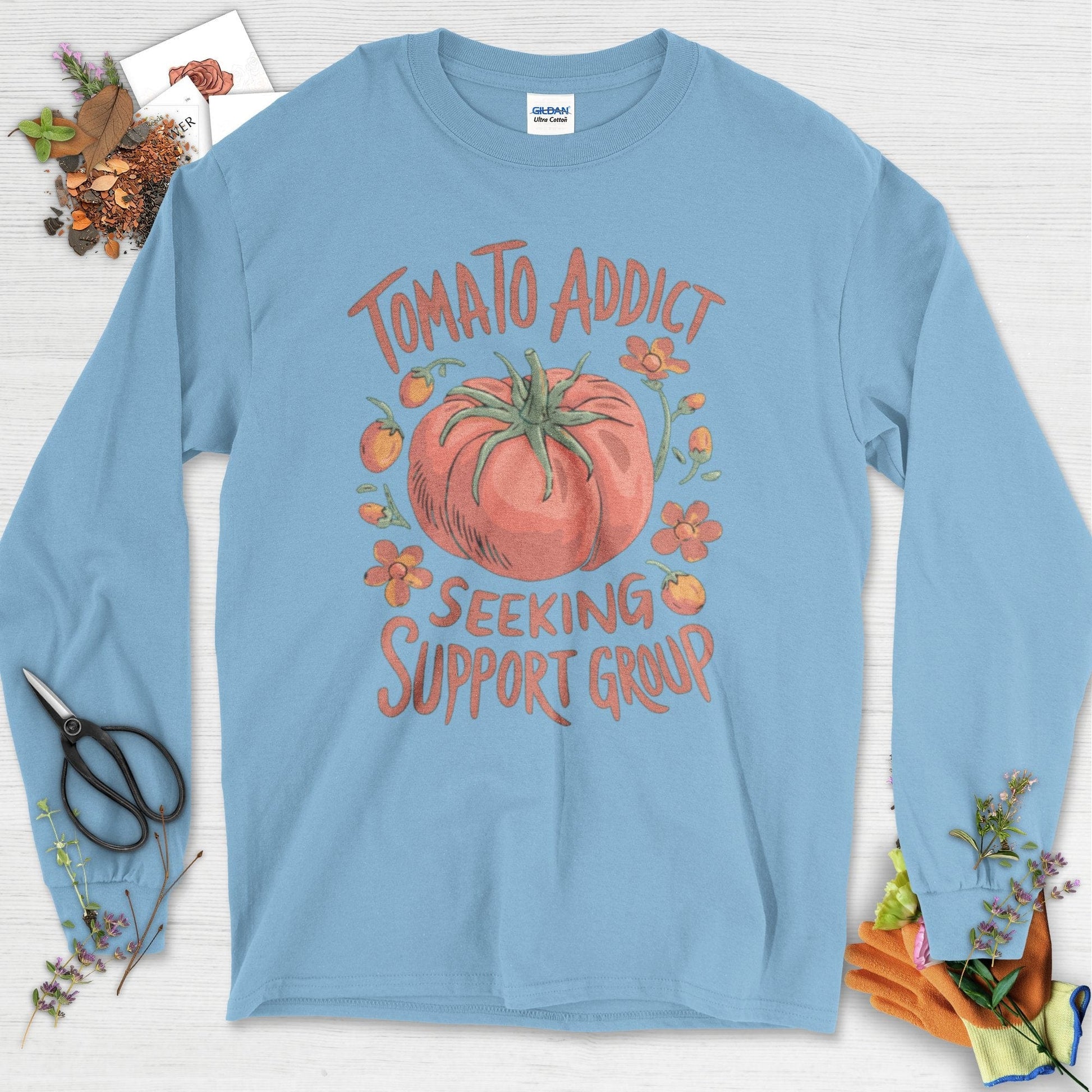 Tomato Addict Support Group Long Sleeve Light Blue / S Physical Item