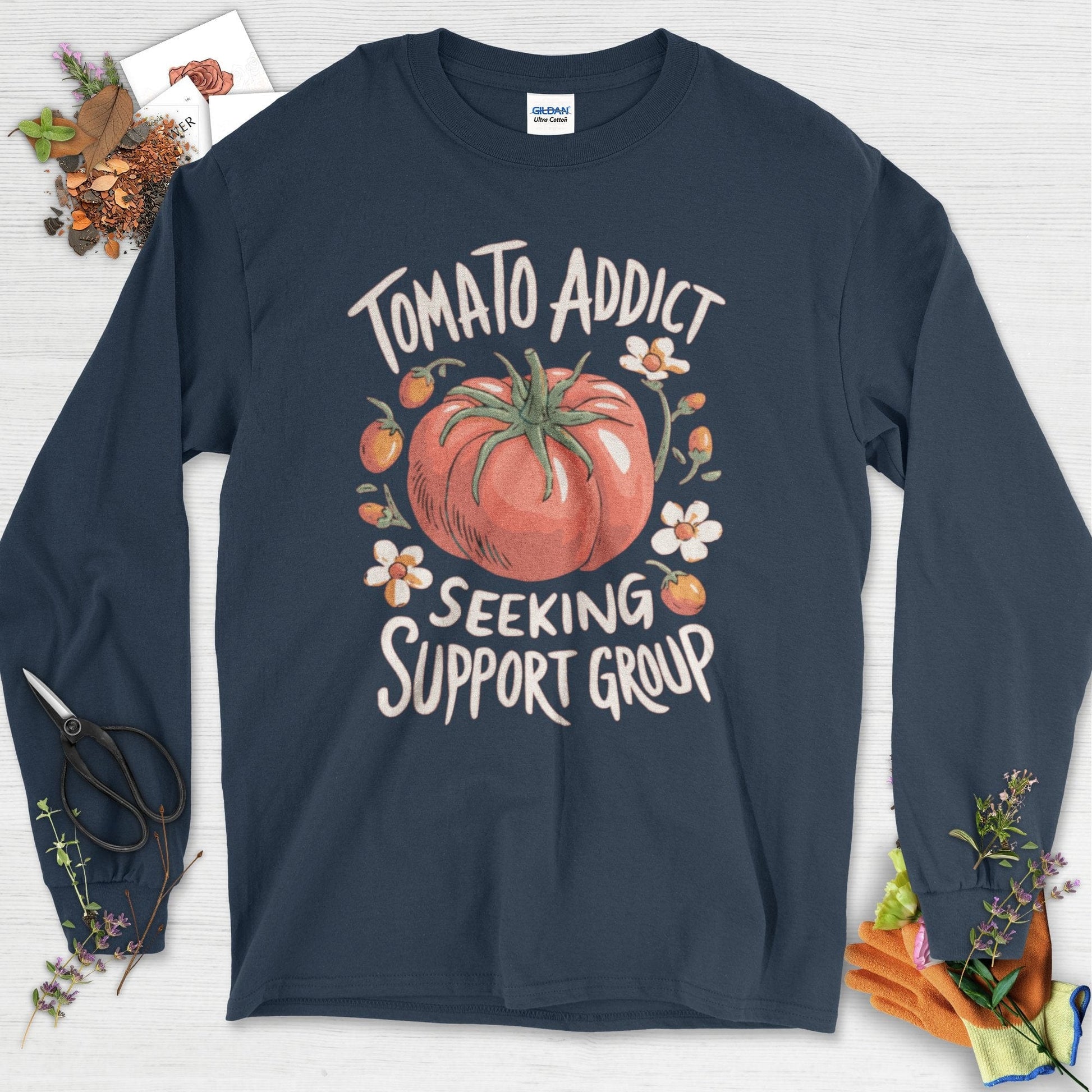 Tomato Addict Support Group Long Sleeve Navy / S Physical Item