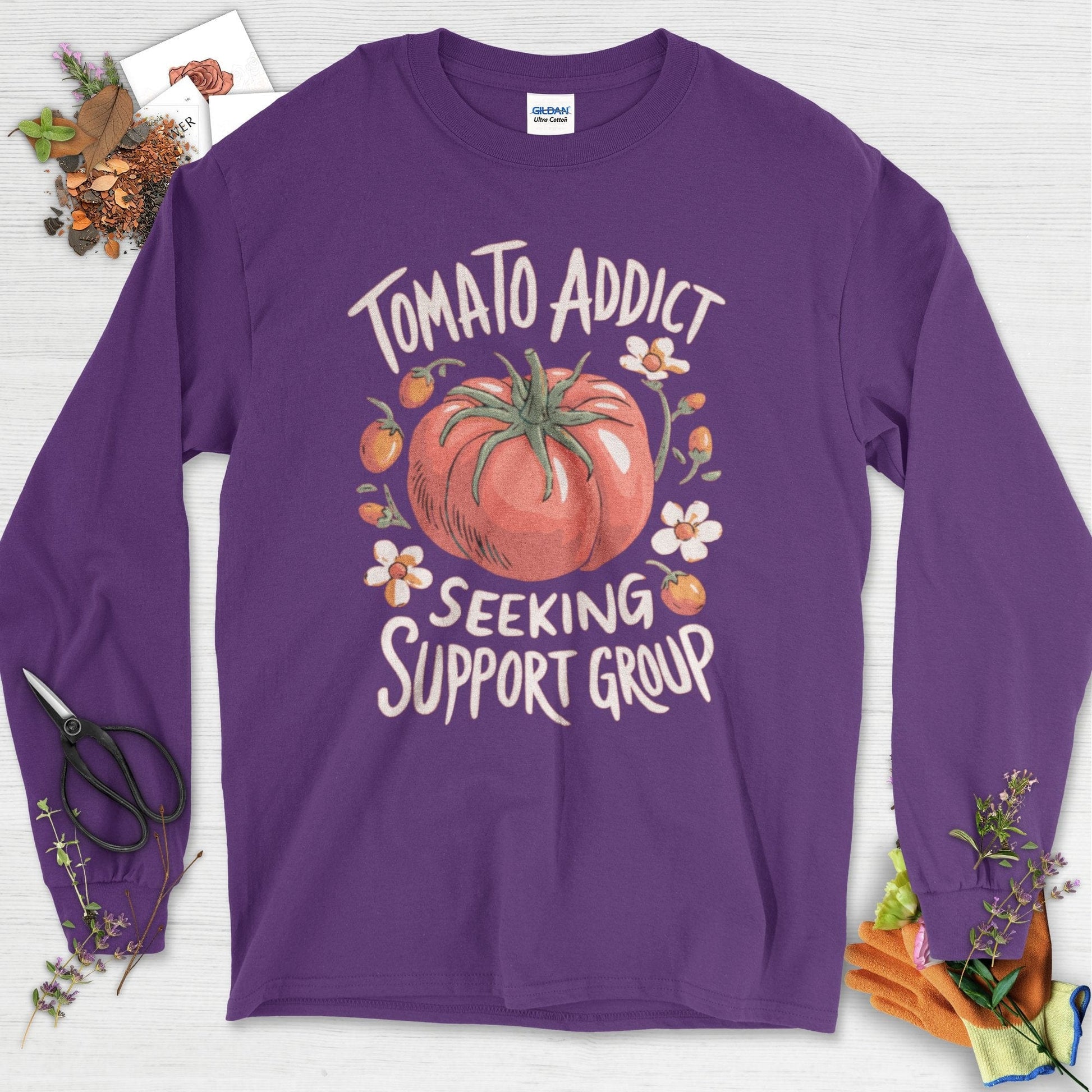 Tomato Addict Support Group Long Sleeve Purple / S Physical Item