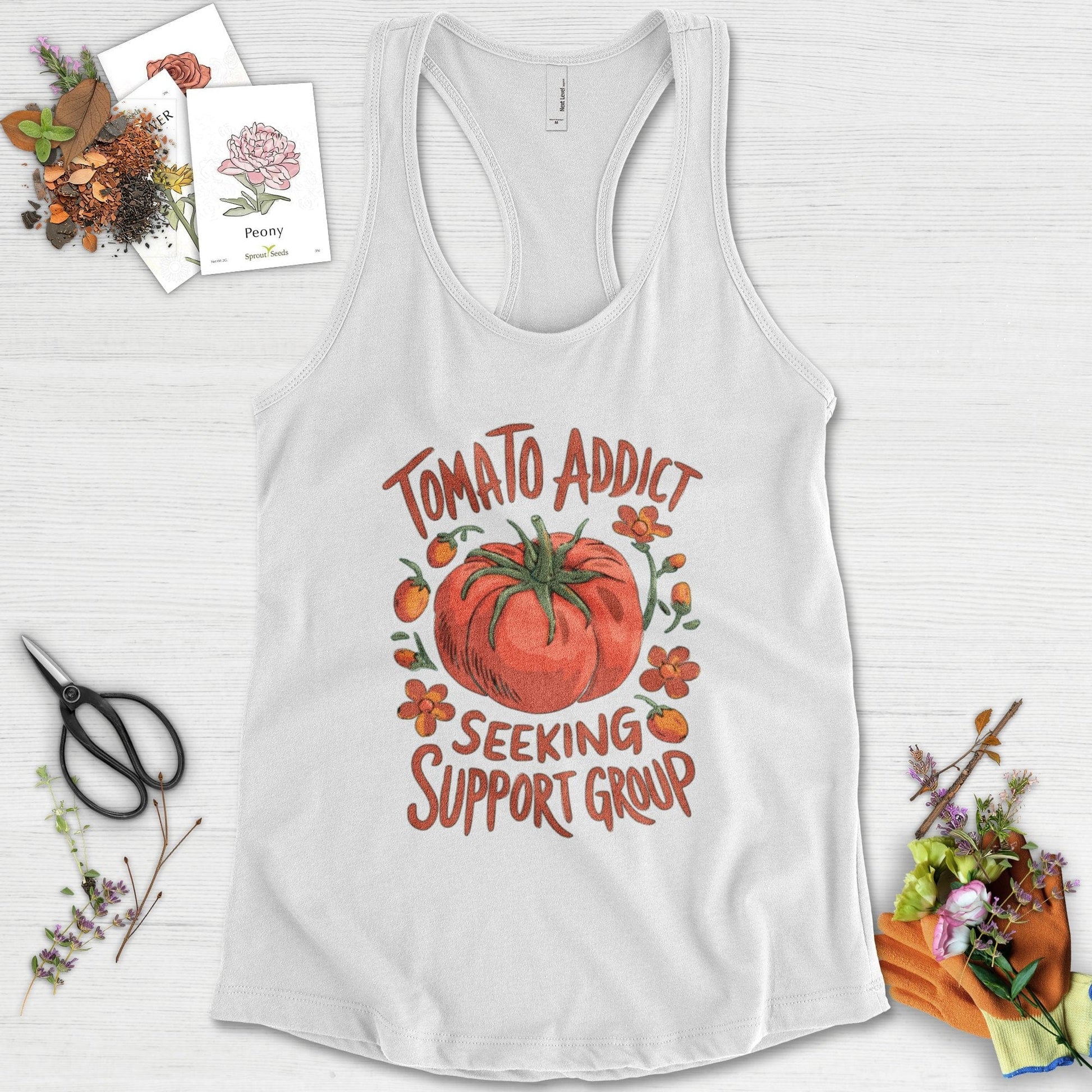 Tomato Addict Support Group Racerback Racerback / XS / White Physical Item