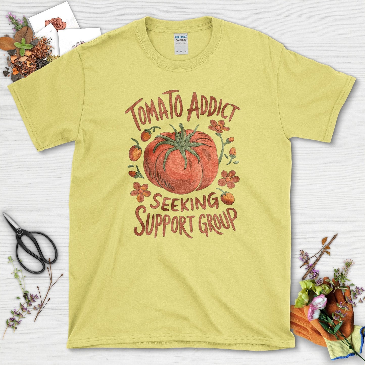 Tomato Addict Support Group T-Shirt Cornsilk / S T-Shirt
